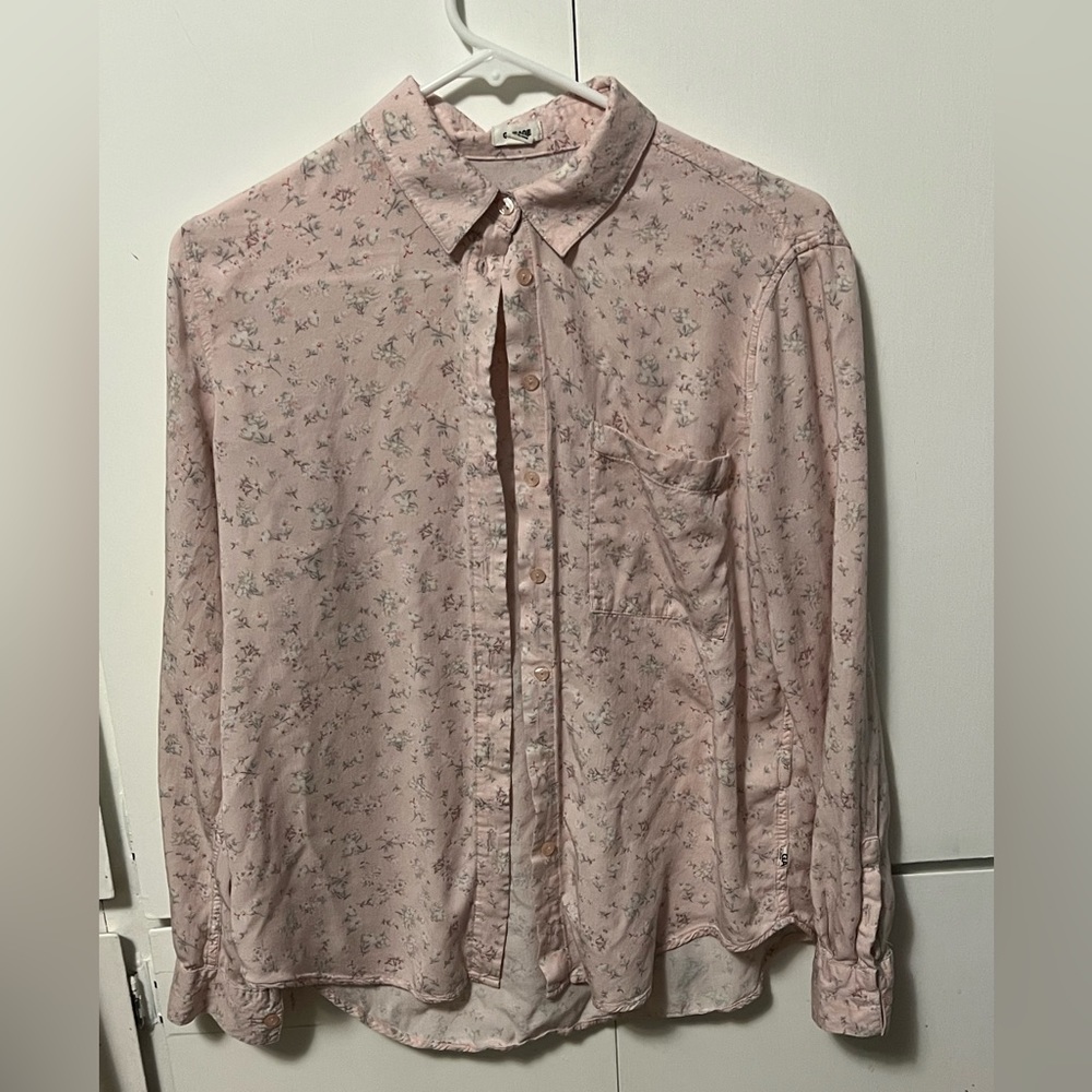 Light pink floral button up blouse